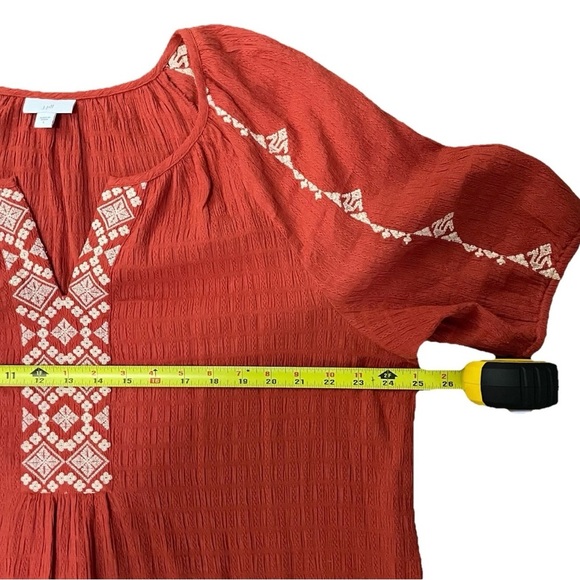 J. Jill Embroidered Boho Midi Dress Women’s L Coral Orange Flowy Resort - Picture 6 of 7